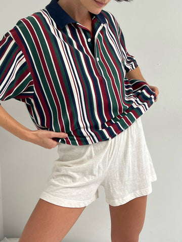 Vintage Bold Striped Short Sleeve Polo
