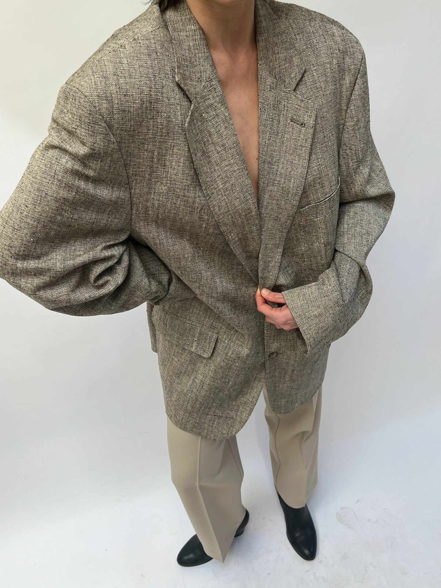 Amazing Vintage Speckled Woven Silk Blazer