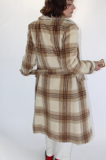 Vintage Pure Mohair Plaid Long Coat