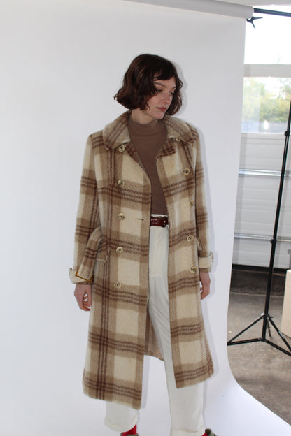 Vintage Pure Mohair Plaid Long Coat