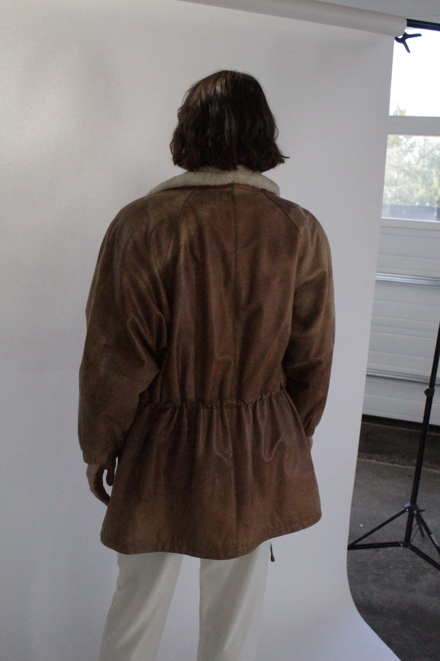 Rare Vintage Leather & Faux Fur Zip Coat