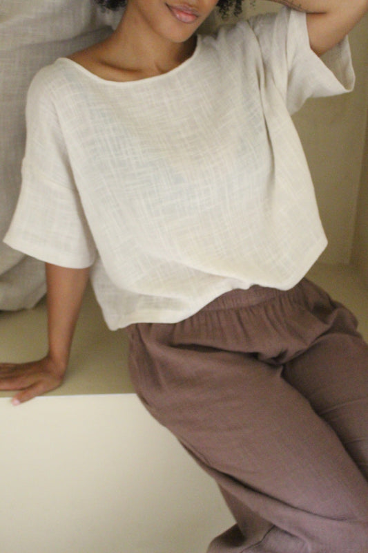 Lenny Cotton Gauze Cropped Tee