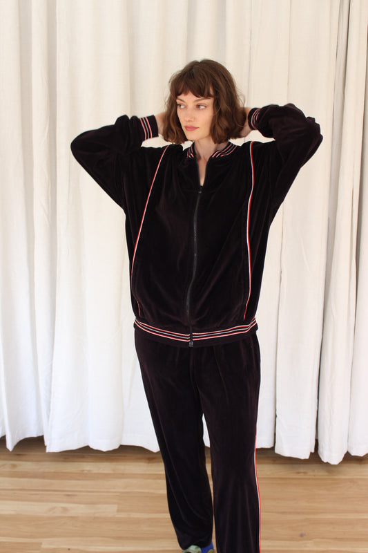 Vintage Christian Dior Jet Black Velour Sweat Set
