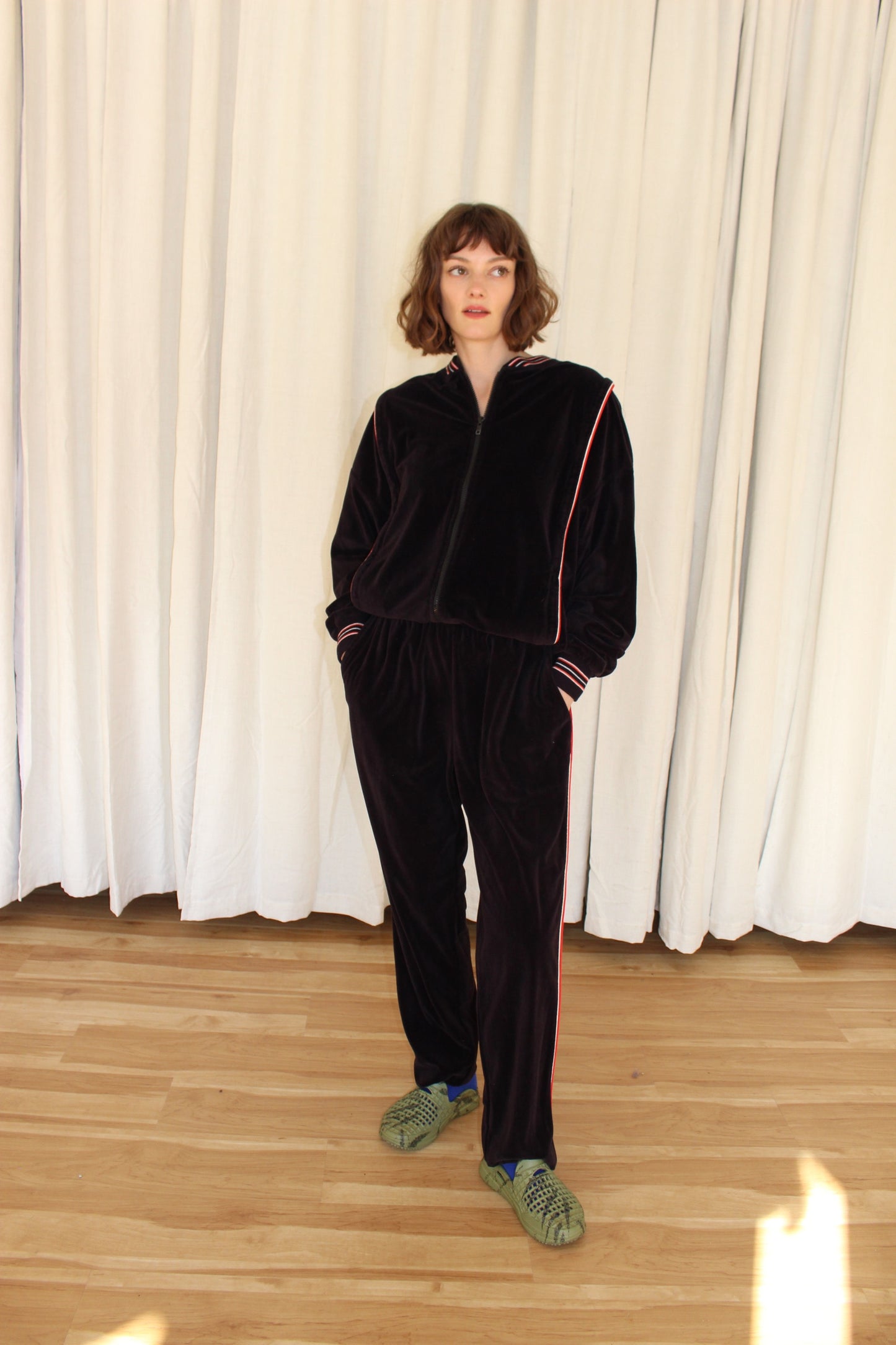 Vintage Christian Dior Jet Black Velour Sweat Set