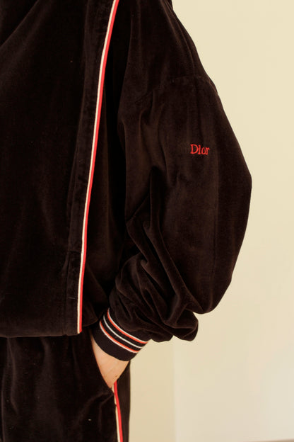 Vintage Christian Dior Jet Black Velour Sweat Set
