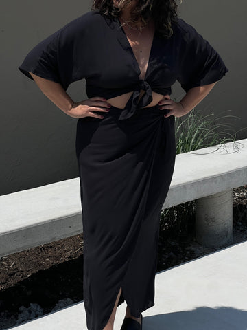 Na Nin Bobbie Sandwashed Voile Tie Top / Available in Onyx