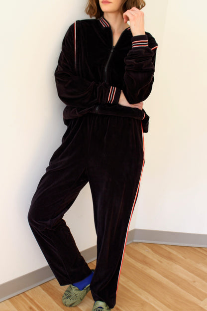 Vintage Christian Dior Jet Black Velour Sweat Set