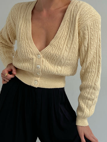 Vintage Butter Silk Cable Knit Cardigan