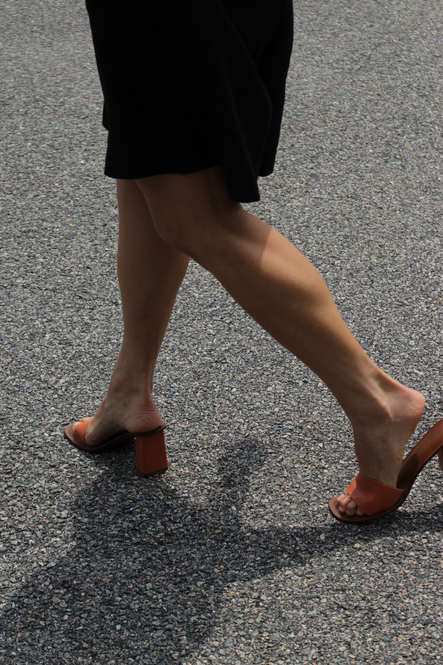Vintage Terra Cotta Embossed Leather Heeled Sandal