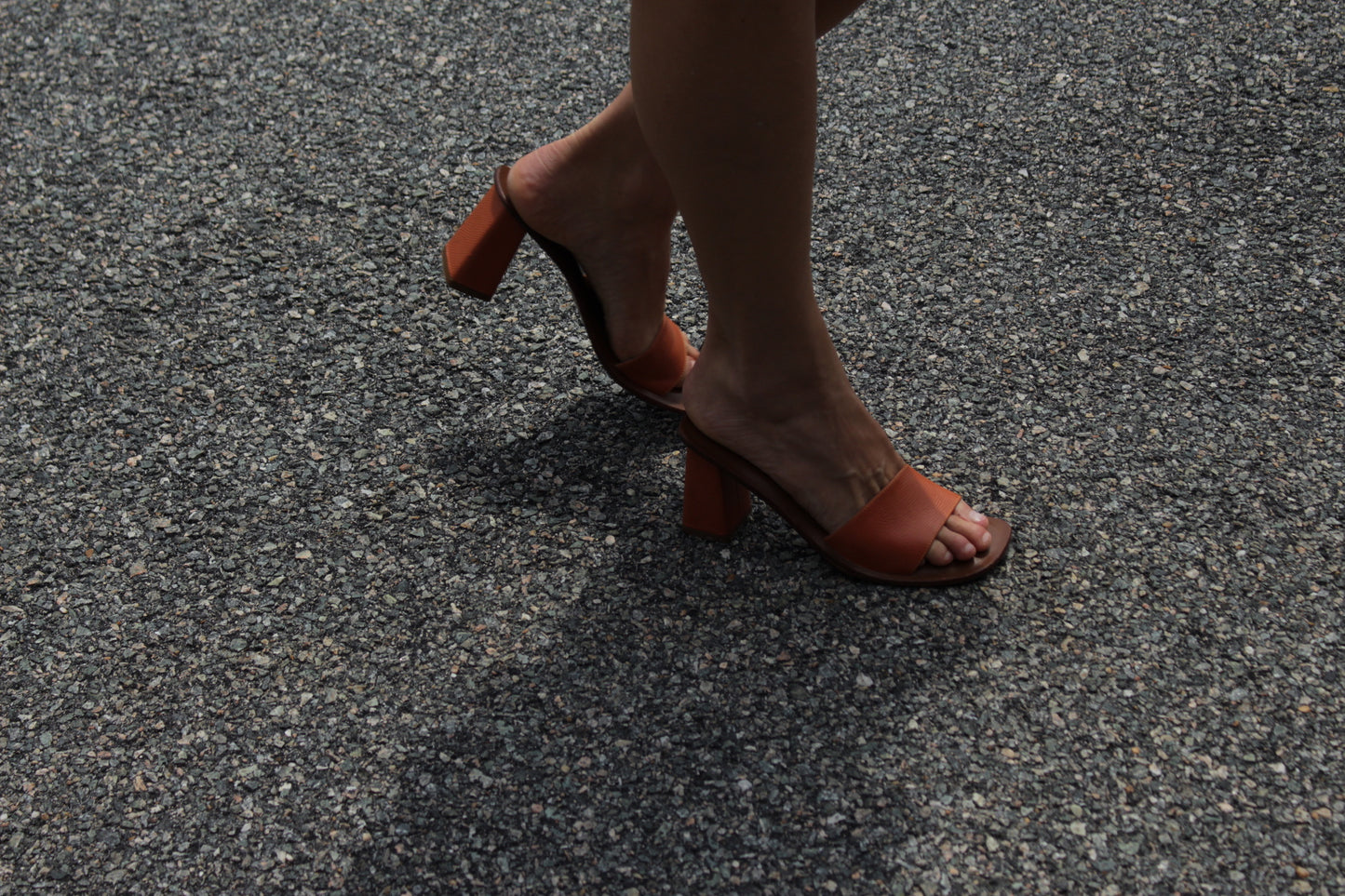 Vintage Terra Cotta Embossed Leather Heeled Sandal
