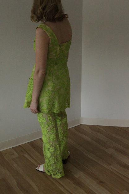 Absolutely Stunning Bonwit Teller Lime Floral Pant Set
