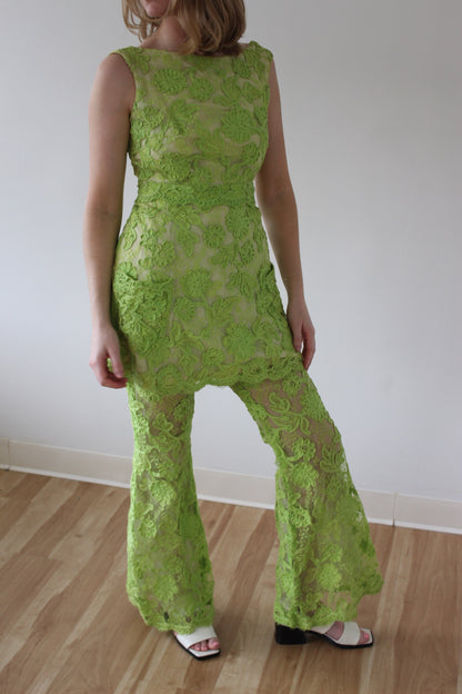 Absolutely Stunning Bonwit Teller Lime Floral Pant Set