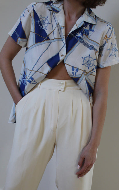 Vintage Ralph Lauren Nautical Silk Blouse