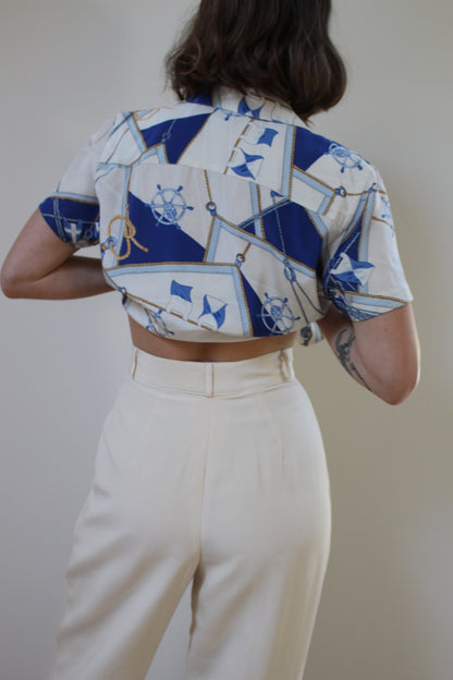 Vintage Ralph Lauren Nautical Silk Blouse