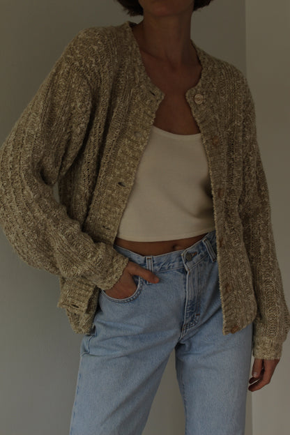 Vintage Sand Knitted Linen Cardigan