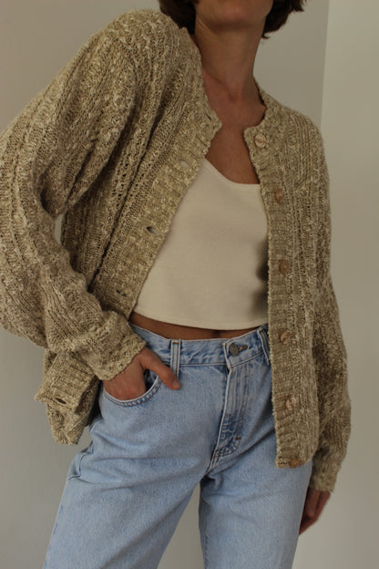 Vintage Sand Knitted Linen Cardigan
