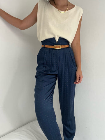 Vintage Navy High Rise Tailored Trousers