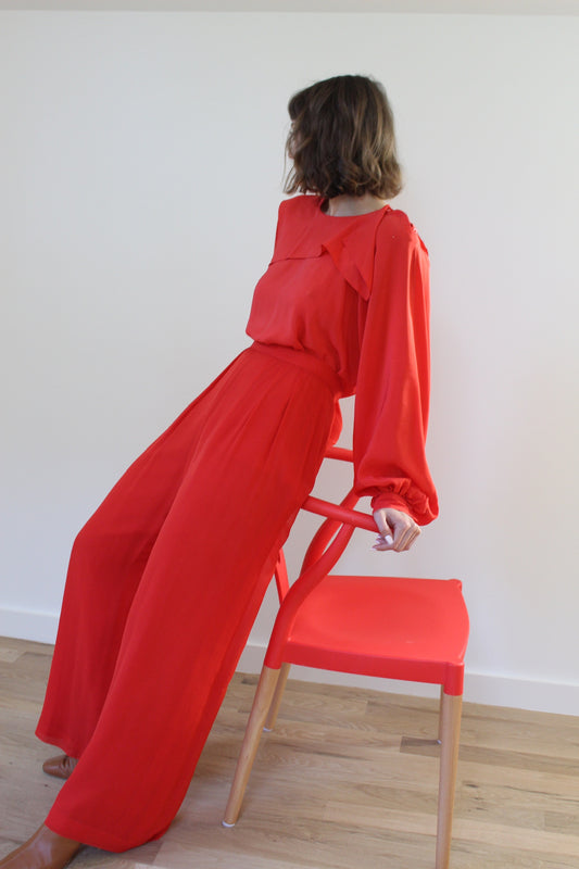 Stunning Vintage Paprika Silk Palazzo Pants