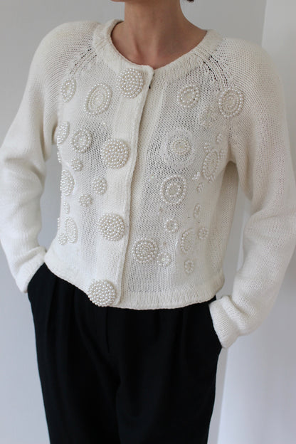 Vintage Embellished Vanilla Cardigan
