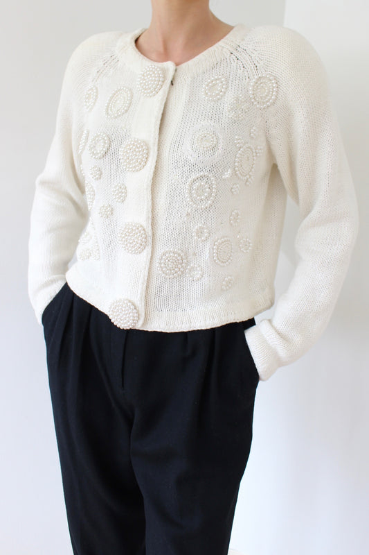 Vintage Embellished Vanilla Cardigan