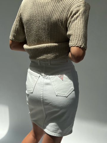 Vintage Guess Bright White Denim Skirt