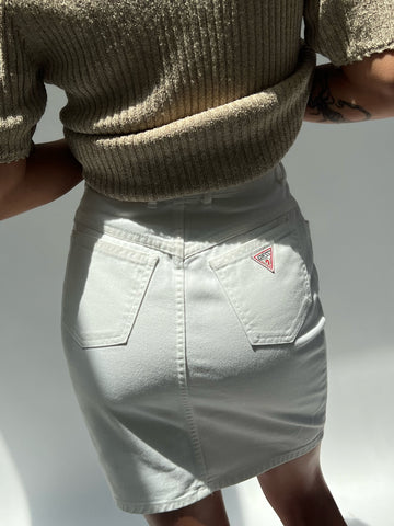 Vintage Guess Bright White Denim Skirt