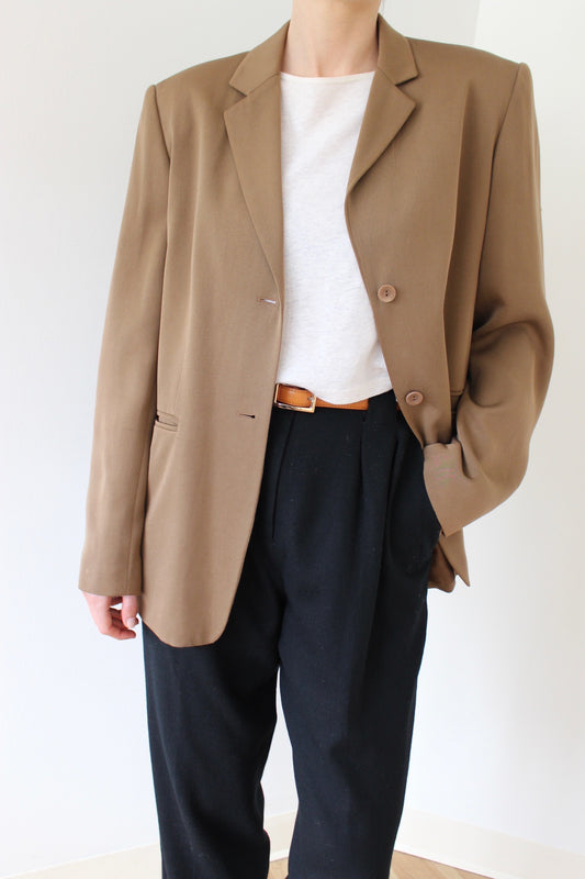 Vintage Mocha Silk Twill Blazer