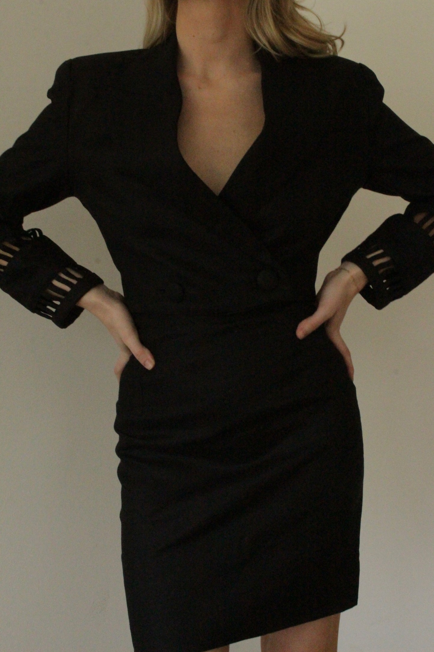 Vintage Pia Rucci Onyx Linen Cropped Skirt Suit