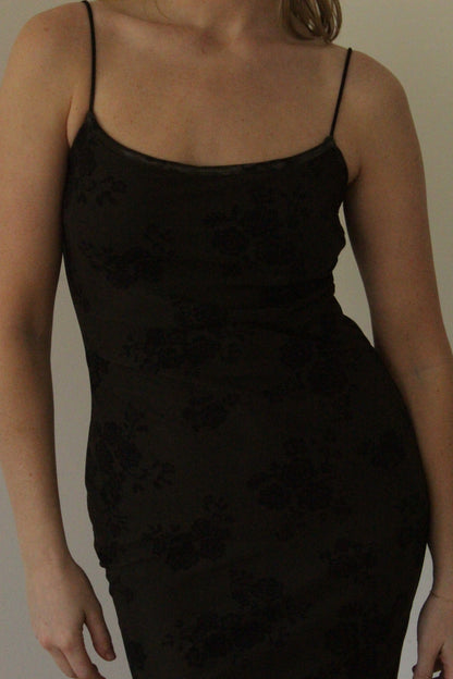 Favorite 90s Olive Mesh Floral Dress