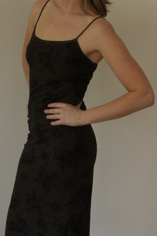 Favorite 90s Olive Mesh Floral Dress
