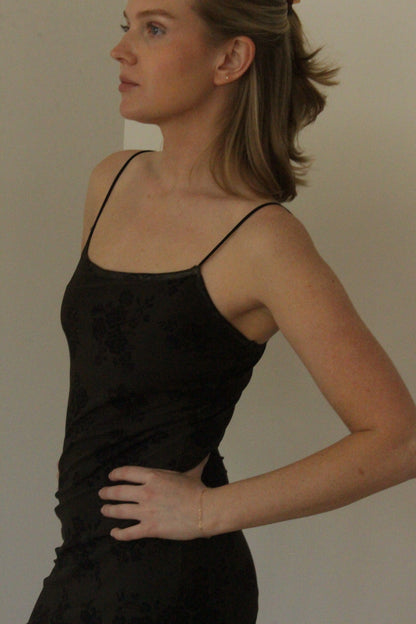 Favorite 90s Olive Mesh Floral Dress