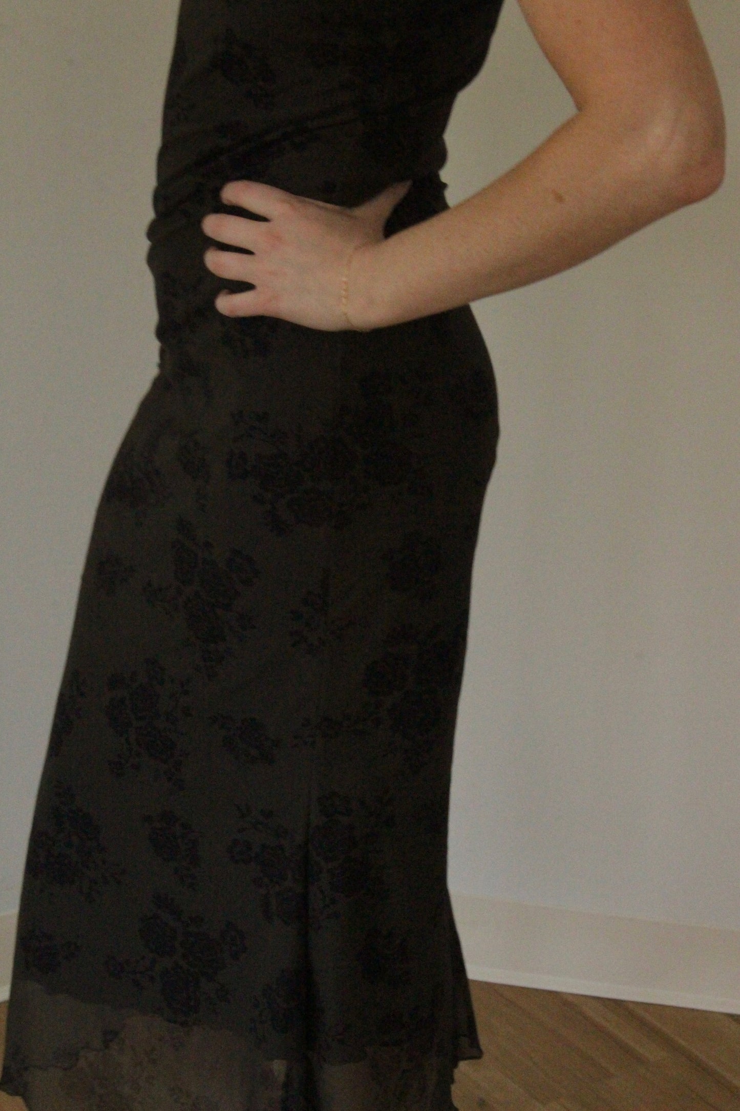 Favorite 90s Olive Mesh Floral Dress