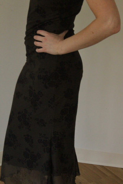 Favorite 90s Olive Mesh Floral Dress
