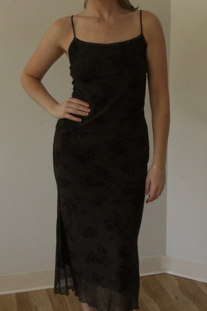 Favorite 90s Olive Mesh Floral Dress