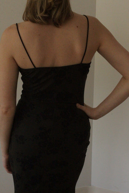 Favorite 90s Olive Mesh Floral Dress