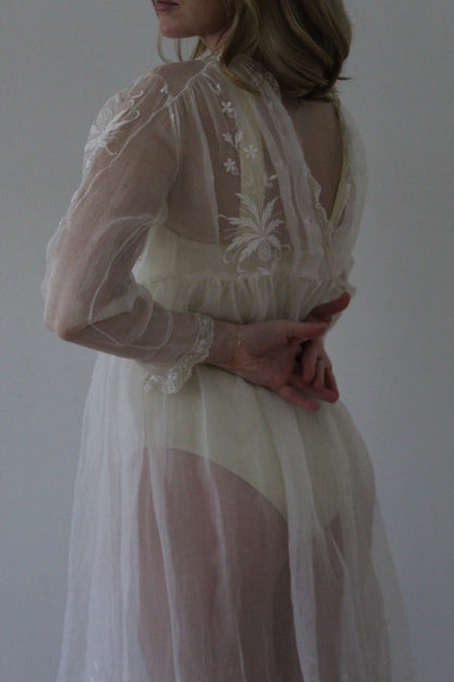 Absolutely Incredible Antique Embroidered Organza Gown