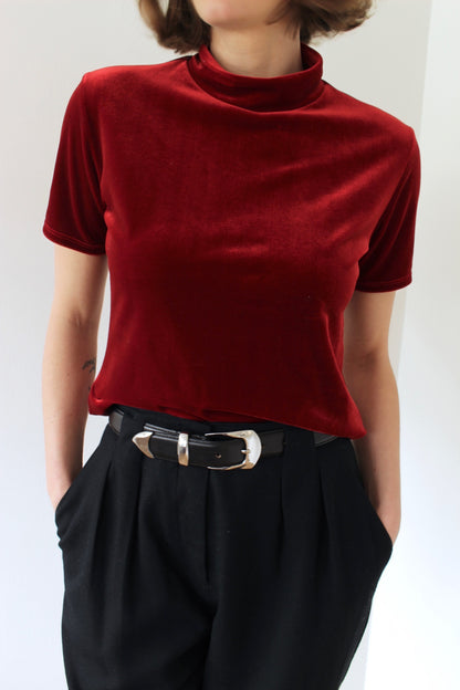 90s Rouge Velvet Mock Neck