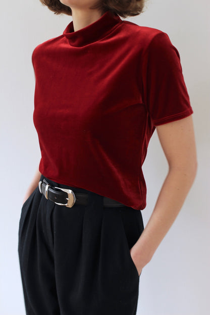 90s Rouge Velvet Mock Neck