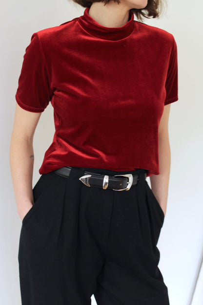 90s Rouge Velvet Mock Neck