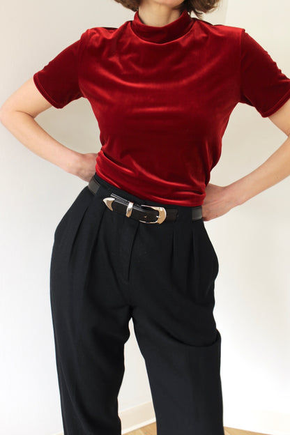 90s Rouge Velvet Mock Neck
