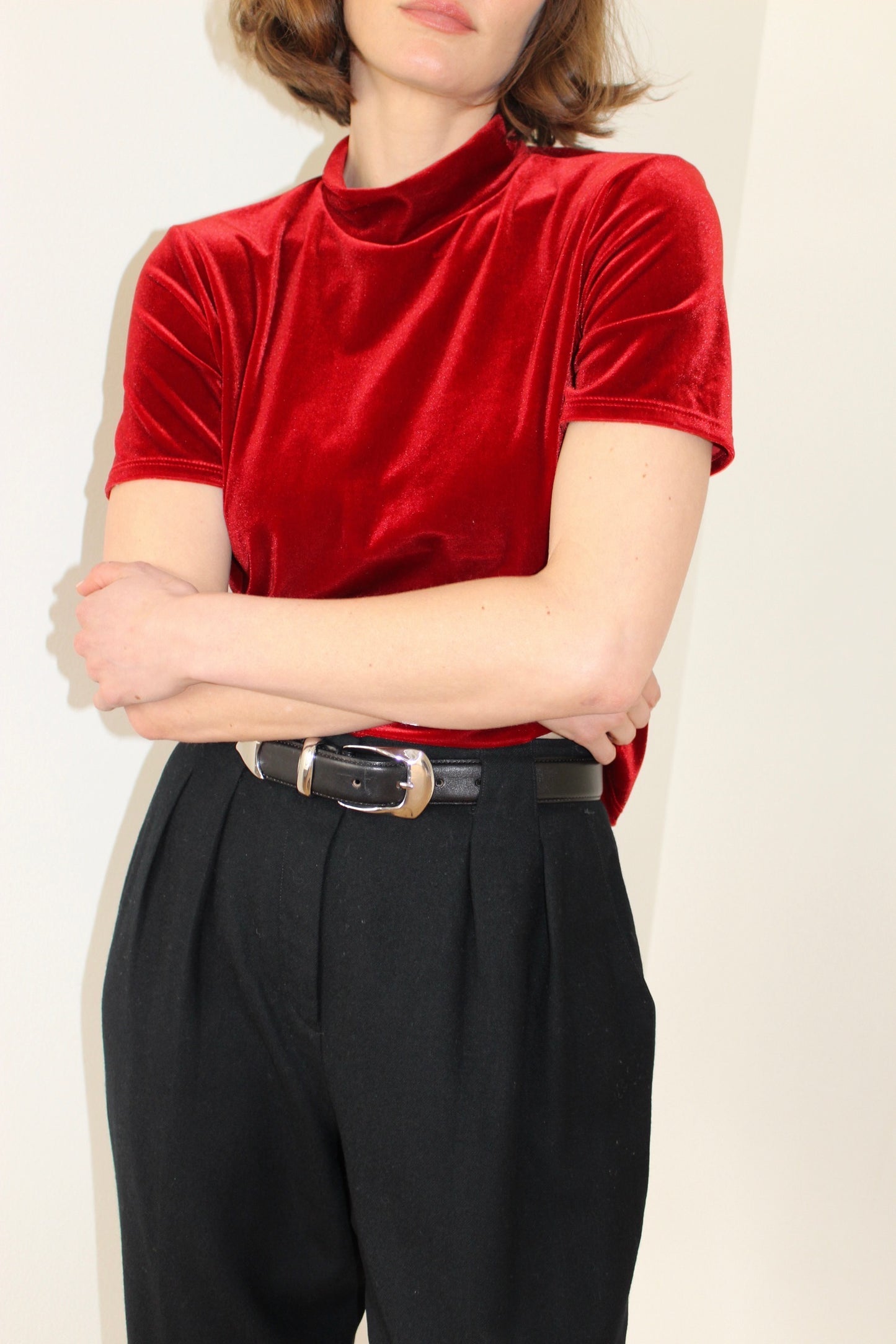 90s Rouge Velvet Mock Neck