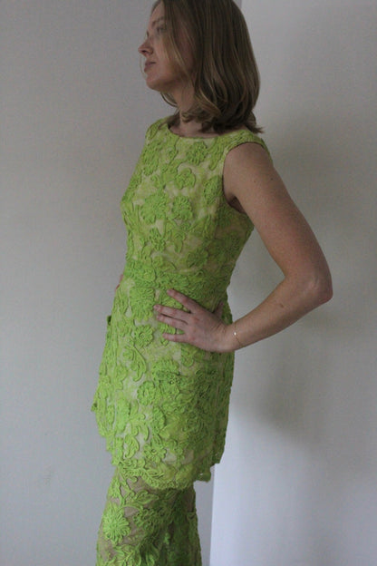Absolutely Stunning Bonwit Teller Lime Floral Pant Set