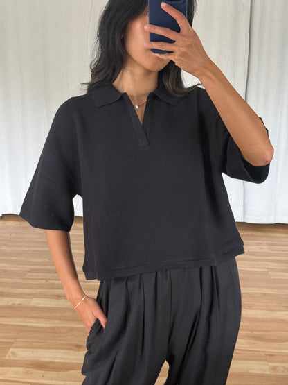 Ernie Cotton Seed Stitch Cropped Polo