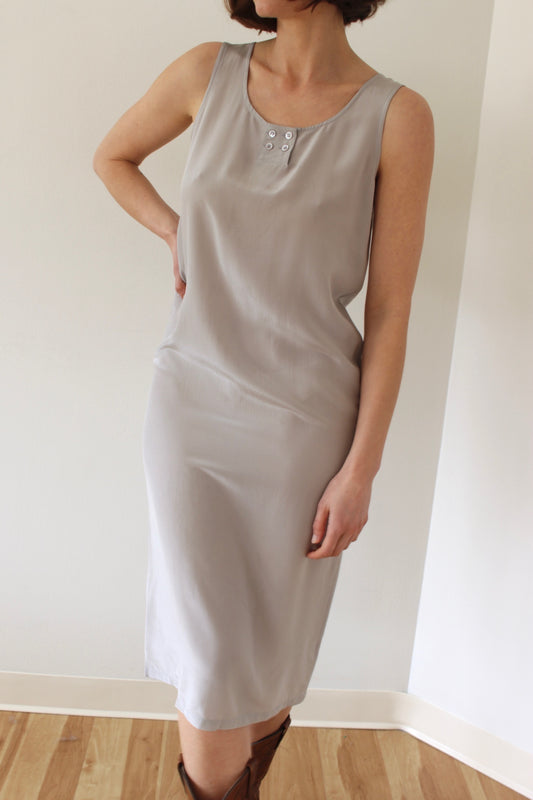 Beautiful Vintage Dove Grey Silk Dress