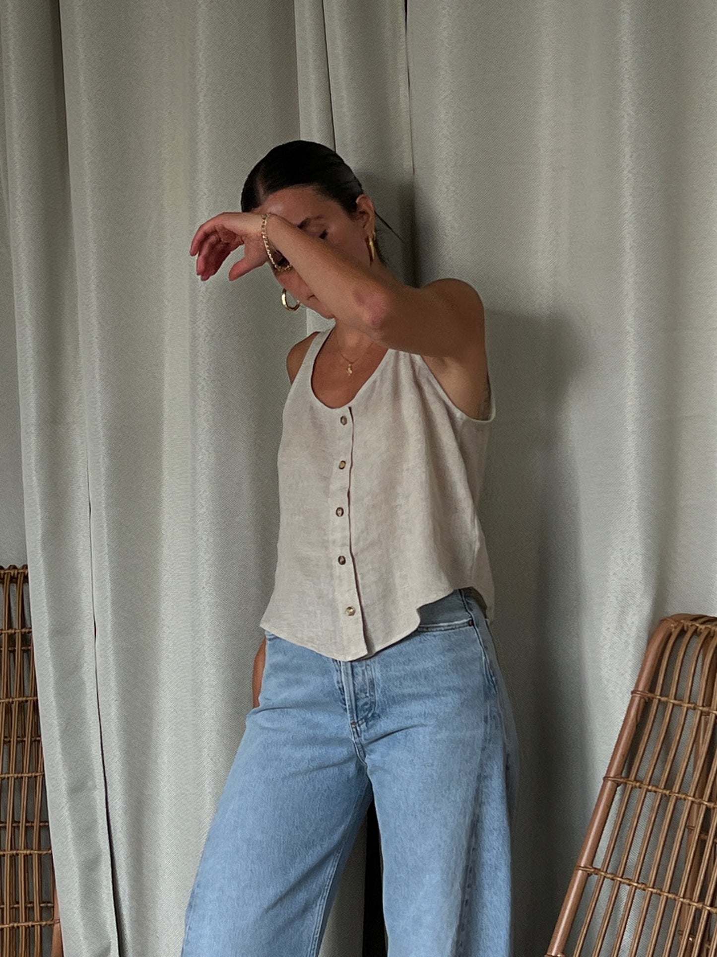 Ryan Oak Linen Rayon Top