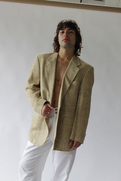 Vintage Wheat Woven Silk Blazer