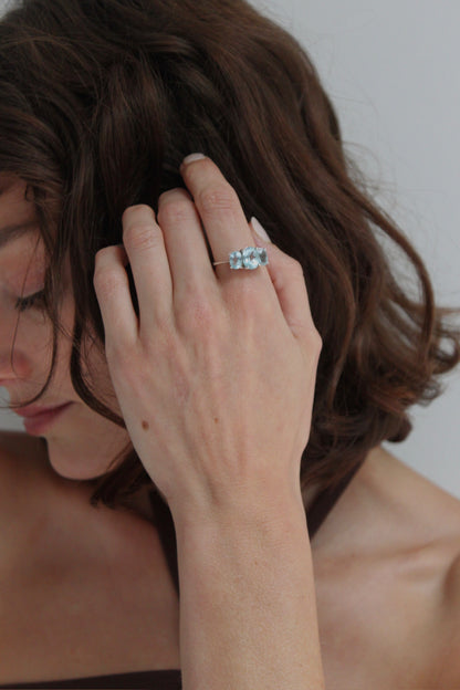 Vintage Sterling Silver Aquamarine Ring