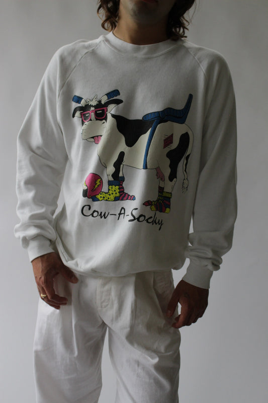 Vintage "Cow-A-Socky" Graphic Sweatshirt