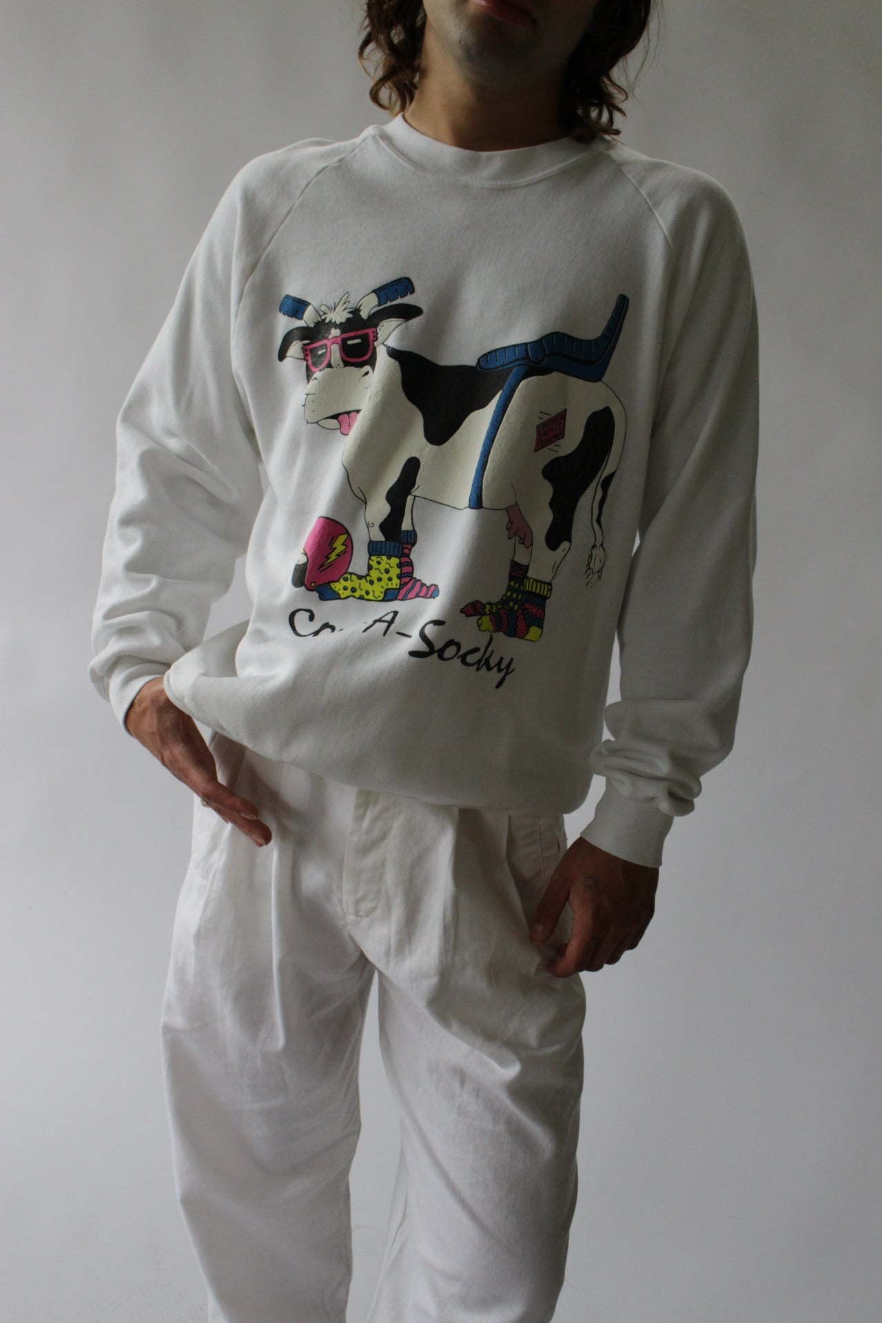 Vintage "Cow-A-Socky" Graphic Sweatshirt