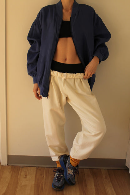Vintage Ocean Blue Silk Bomber